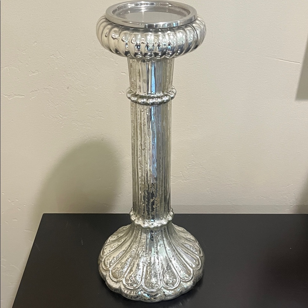 Cost Plus World Market Shiny Silver Candle Holder